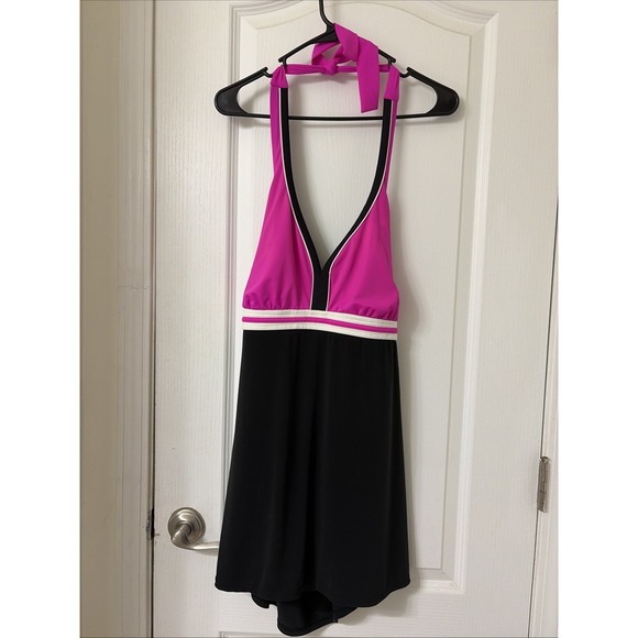 Catalina Other - Catalina Pink Magenta And Black Print One-Piece Swim Dress Size 2X